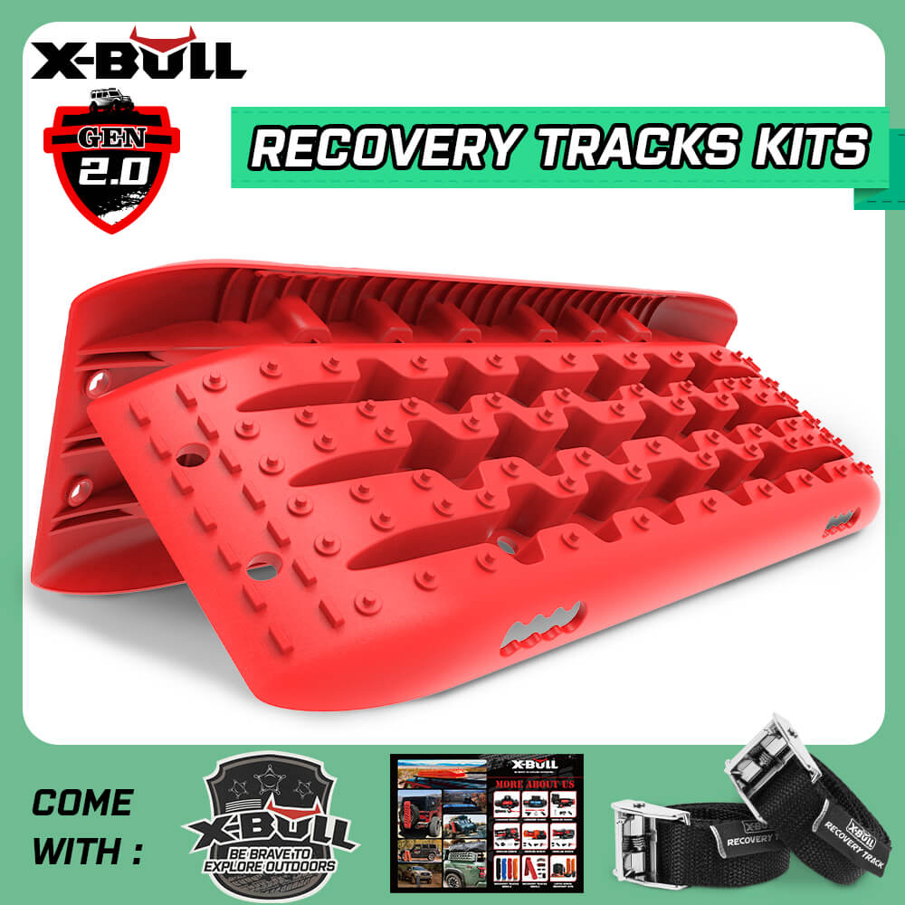 X-BULL Recovery tracks 10T Sand Mud Snow RED Offroad 4WD 4x4 2pc 91cm Gen 2.0 - red